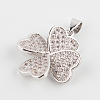 Clover Brass Micro Pave Cubic Zirconia Pendants ZIRC-P002-33P-1