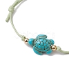 Synthetic Turquoise Turtle Braided Bead Bracelet BJEW-JB11086-01-3