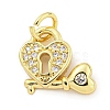 Rack Plating Brass Micro Pave Clear Cubic Zirconia Charms KK-Q814-05G-1