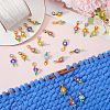 SUNNYCLUE 30Pcs Dyed Synthetic Turquoise & Glass Seed Beaded Flower Pendant Locking Stitch Markers HJEW-SC0001-55-3