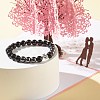 Natural Obsidian & Non-Magnetic Synthetic Hematite Round Beads Energy Stretch Bracelet for Men Women BJEW-JB06968-04-2