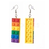 Toy Bricks Style Rainbow Opaque Acrylic Dangle Earring EJEW-JE04543-3