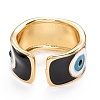 Brass Enamel Cuff Rings RJEW-I077-15G-4