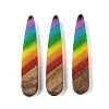 Pride Rainbow Theme Resin & Walnut Wood Pendants WOOD-K012-05A-1