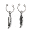 Feather 316 Surgical Stainless Steel Dangle Half Hoop Earrings for Women EJEW-G416-46AS-4