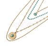 Synthetic Turquoise Sun Pendant Multi Layered Necklace with Plastic Beaded NJEW-P269-18A-G-2