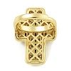 Cross Brass with Cubic Zirconia Open Cuff Rings RJEW-U011-09G-02-3