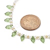 Acrylic Leaf Charm Necklace with Imitation Pearl Beaded for Women NJEW-JN04138-5