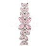 Brass Pave Pink Cubic Zirconia Flower with Leaf Links Connector Charms KK-P277-52P-02-1