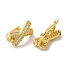 Criss Cross Shape Rack Plating Brass Micro Pave Cubic Zirconia Hoop Earrings Finding KK-E084-41G-2