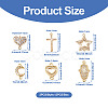 12Pcs 6 Styles Brass Micro Pave Clear Cubic Zirconia Connector Charms KK-TA0001-14-13