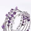 Five Loops Wrap Amethyst Beads Bracelets BJEW-JB02589-05-2