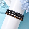 3Pcs 3 Style Natural & Synthetic Mixed Stone Round Beaded Stretch Bracelets BJEW-JB10178-02-3