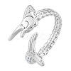 201 Stainless Steel Fishbone Wrap Open Cuff Ring for Women RJEW-N038-101P-1