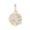 3 Pcs Glass Rhinestone with Acrylic Pearl Pendants PALLOY-MZ00251-2