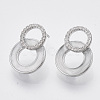 Brass Micro Pave Clear Cubic Zirconia Stud Earring Findings KK-T054-40P-NF-1