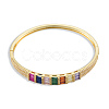 Colorful Cubic Zirconia Rectangle Hinged Bangle BJEW-N014-007-2