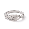Crystal Rhinestone Infinity with Heart Finger Ring RJEW-D120-12P-2