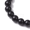 2pcs 2 Styles 6mm Round & Chip Natural Black Agate Beaded Stretch Bracelet Sets BJEW-TA00517-04-6