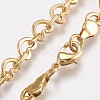 Brass Heart Link Chain Necklaces NJEW-O101-01G-2