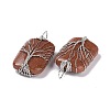 Natural & Synthetic Mixed Gemstone Copper Wire Wrapped Pendants G-H281-08P-4