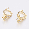 Brass Micro Pave Cubic Zirconia Hoop Earring Findings with Latch Back Closure ZIRC-K075-37G-1