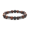 Gemstone & Wood Beaded Stretch Bracelet for Women BJEW-JB09153-2