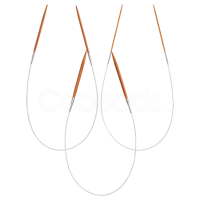 CHGCRAFT 3 Pcs 3 Style Stainless Steel Wire Bamboo Circular Knitting Needles TOOL-CA0001-08-1