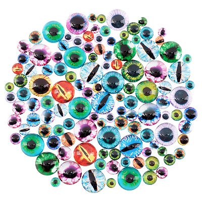 PandaHall Elite 120Pcs 4 Style Glass Cabochons GGLA-PH0001-10-1