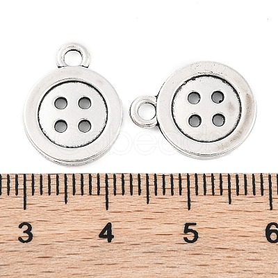 4-Hole Button Tibetan Style Zinc Alloy Charms X-TIBEP-R334-167AS-RS-1