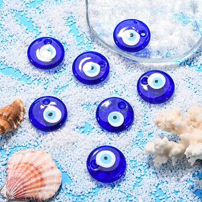 Handmade Lampwork Evil Eye Pendants LAMP-E106-02A-1