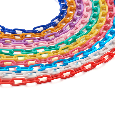 Yilisi 40 Strands 10 Colors Handmade Opaque Acrylic Paperclip Chains KY-YS0001-04-1