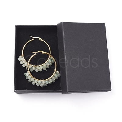 Beaded Hoop Earrings EJEW-JE03953-02-1