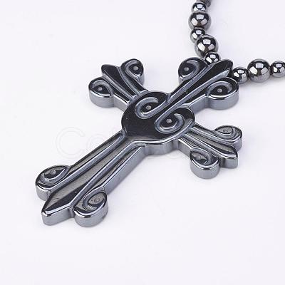 Non-Magnetic Synthetic Hematite Pendant Necklaces NJEW-F168-22-1