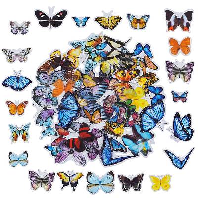 4 Bags 4 Styles Butterfly Pattern Waterproof Plastic Scrapbooking Stickers DIY-SZ0001-90-1