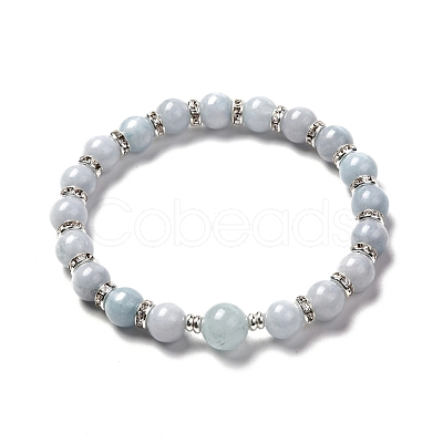 Natural Aquamarine Beads Stretch Bracelet Set for Men Women Girl Gift BJEW-JB06709-1