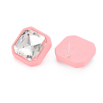 Crystal Rhinestone Square Stud Earrings with 925 Sterling Silver Pins for Women MACR-S275-039B-1