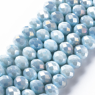 Opaque Baking Painted Glass Beads Strands X-EGLA-N006-006F-1