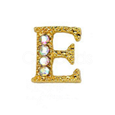 Alloy Gold Rhinetone Letters Nail Stud Cabochons MRMJ-S047-023E-1