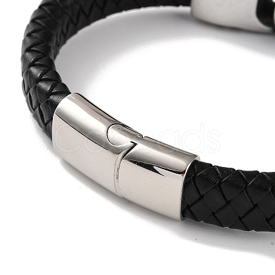 Men's Braided Black PU Leather Cord Bracelets BJEW-K243-13AS-1