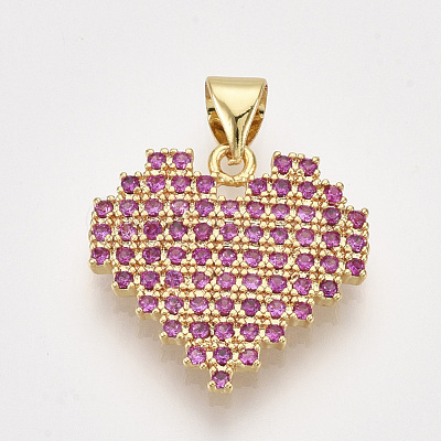 Brass Micro Pave Cubic Zirconia Pendants ZIRC-T006-70G-1