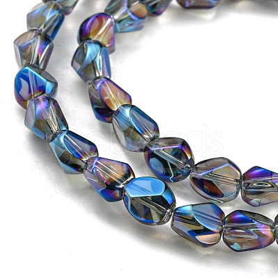 Full Rainbow Plated Electroplate Transparent Glass Beads Strands EGLA-G037-04A-FR04-1