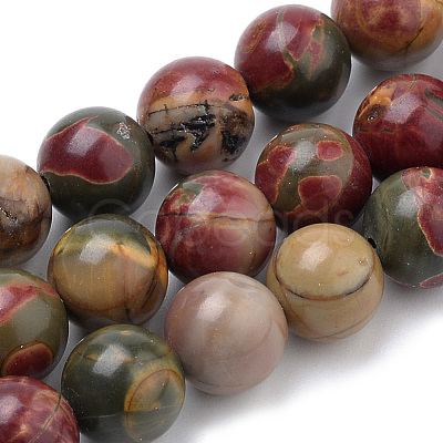 Natural Polychrome Jasper/Picasso Stone/Picasso Jasper Beads Strands G-S259-23-10mm-1