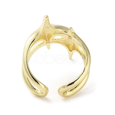 Brass Star Open Cuff Ring for Women RJEW-A042-01A-1