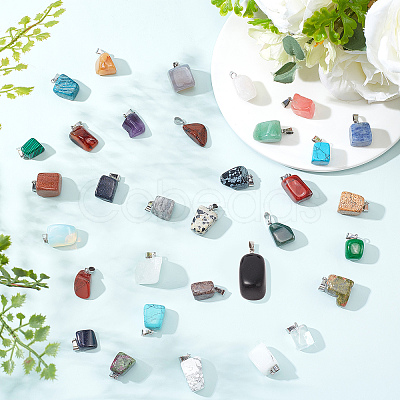 SUNNYCLUE Natural & Synthetic Mixed Gemstone Pendants G-SC0001-36-1