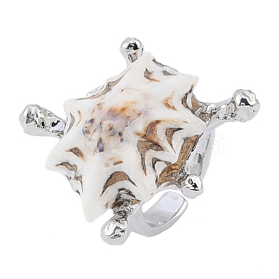 Shell Open Cuff Ring for Women RJEW-Z047-01P-01-1