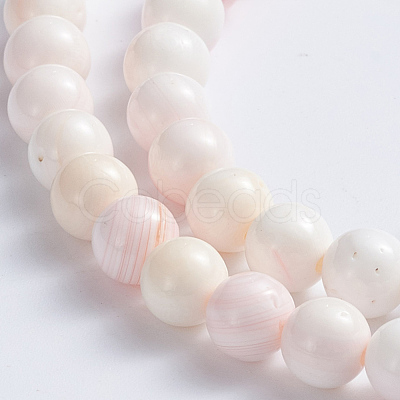 Natural Pink Shell Beads Strands X-SSHEL-L016-18A-1