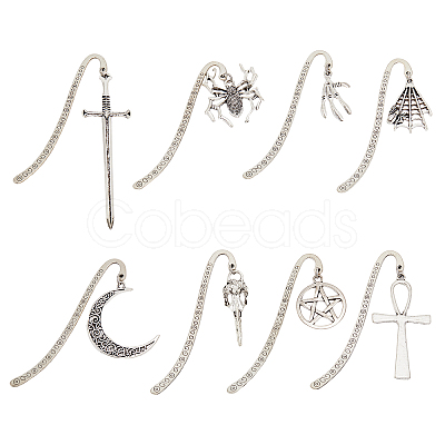 SUPERFINDINGS 1 Set Gothic Style Alloy Hook Bookmarks AJEW-FH0003-75-1