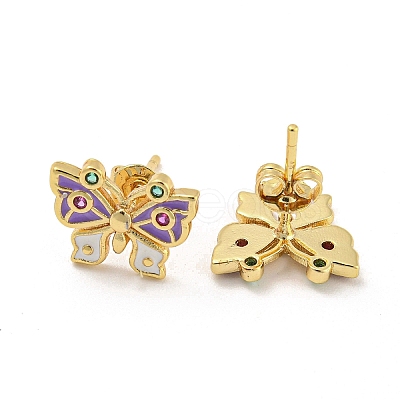 Butterfly Real 18K Gold Plated Brass Stud Earrings EJEW-L269-095G-02-1