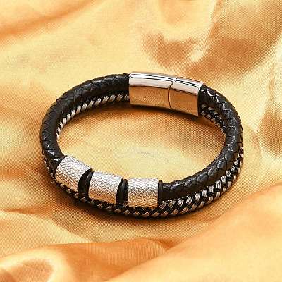 Braided Leather Multi-strand Bracelets BJEW-Z081-15P-1